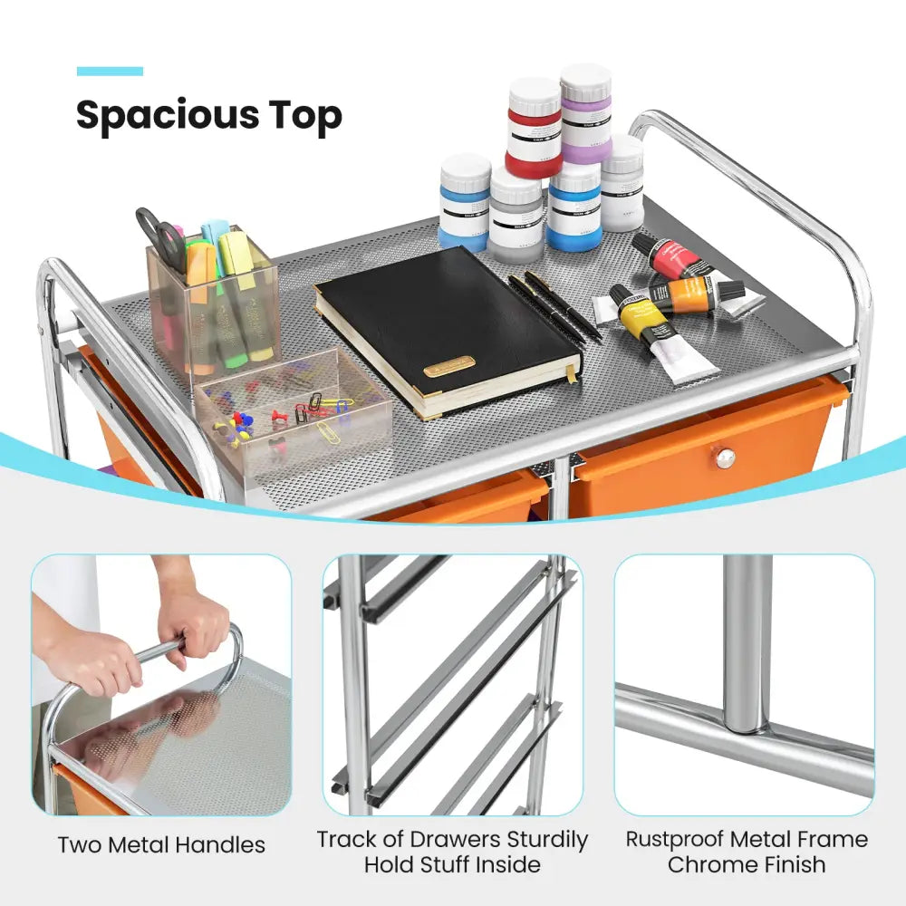 10-Drawer Rolling Storage Cart-Deep Multicolor - Deep Multicolor - File Cabinets