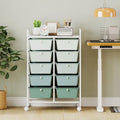 10-Drawer Rolling Storage Cart-Light Green - Light Green - File Cabinets