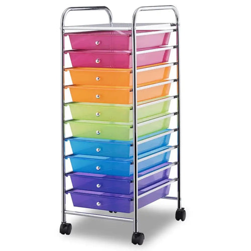 10 Drawer Rolling Storage Cart Organizer-Color Costway