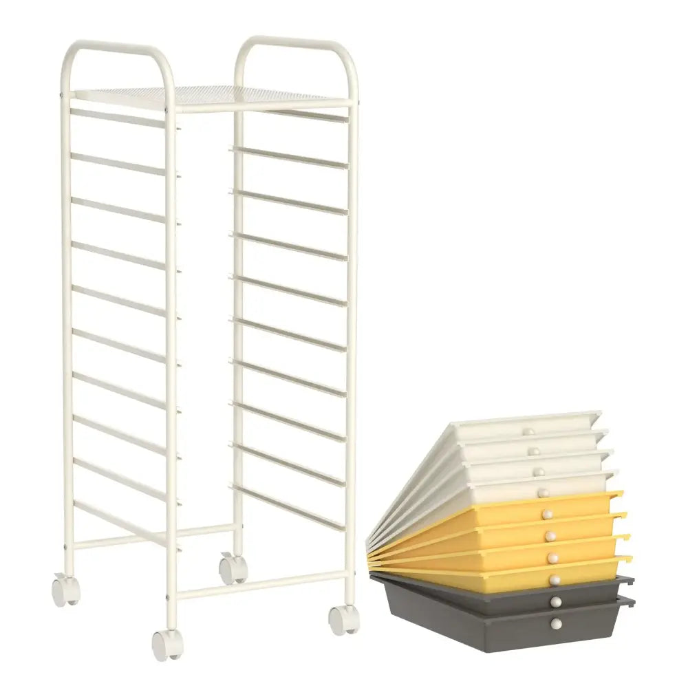 10 Drawer Rolling Storage Cart Organizer with 4 Universal Casters-Yellow Costway