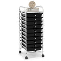 10 Drawer Rolling Storage Cart Organizer with 4 Universal Casters-Black Costway