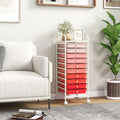 10 Drawer Rolling Storage Cart Organizer with 4 Universal Casters-Gradient Pink - Gradient Pink - File Cabinets