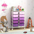 10-Drawer Rolling Storage Cart-Purple Costway