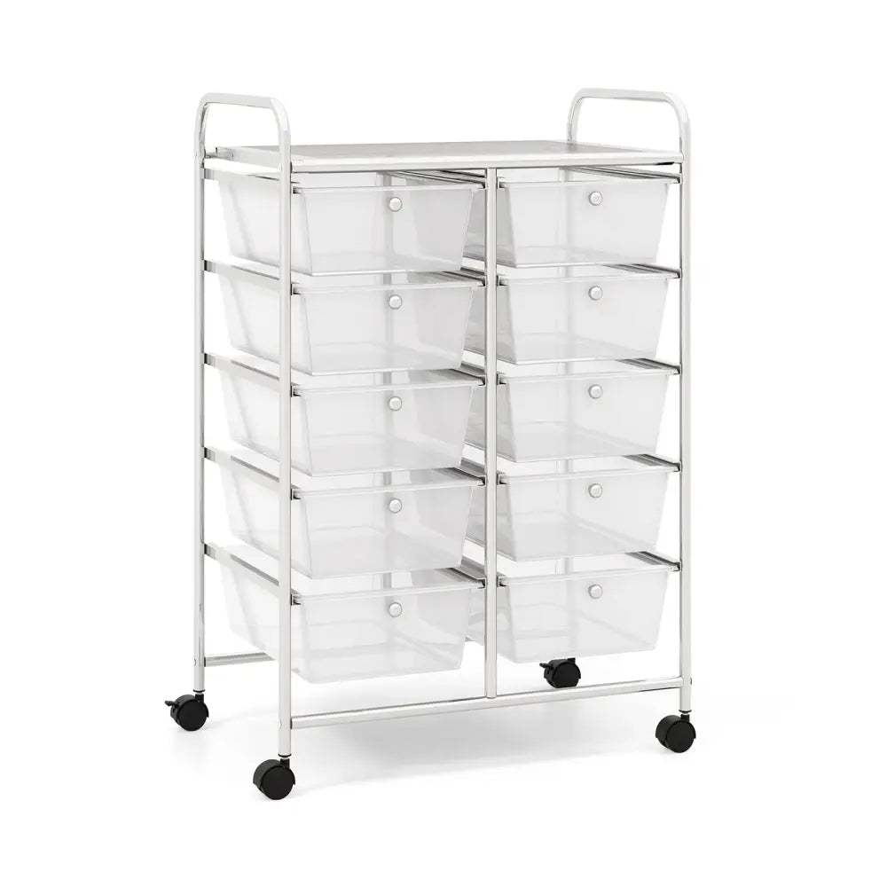 10-Drawer Rolling Storage Cart-Transparent - Transparent - File Cabinets