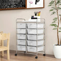 10-Drawer Rolling Storage Cart-Transparent Costway