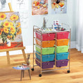10-Drawer Rolling Storage Cart-Transparent Multicolor Costway