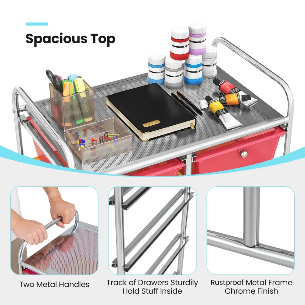 10-Drawer Rolling Storage Cart-Transparent Multicolor - Transparent Multicolor - File Cabinets