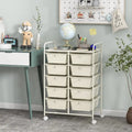 10-Drawer Rolling Storage Cart-White Costway