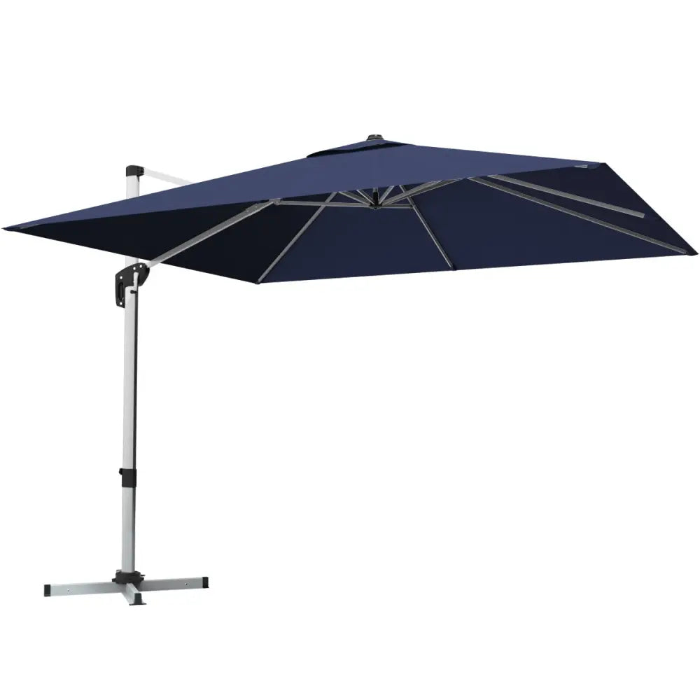 10 Feet 360° Tilt Aluminum Square Patio Umbrella without Weight Base-Navy - Navy - Outdoor Umbrellas