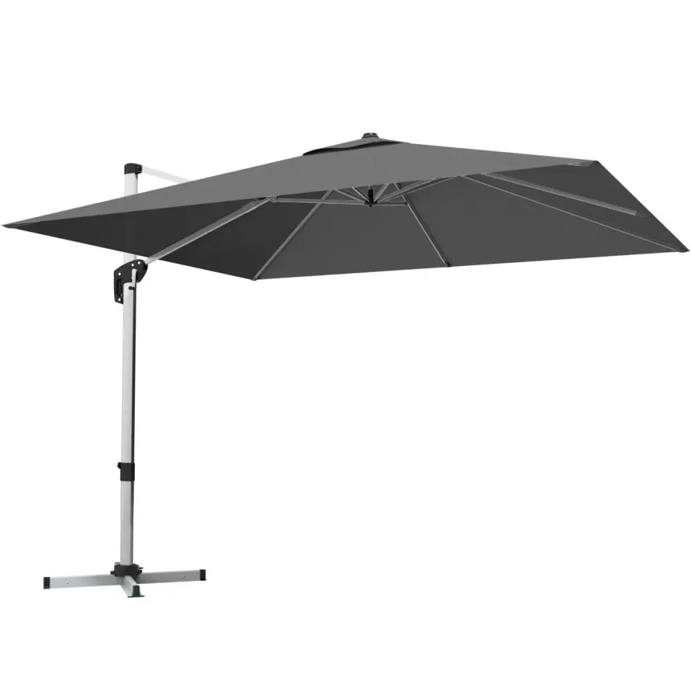 10 Feet 360° Tilt Aluminum Square Patio Umbrella without Weight Base-Gray - Gray - Outdoor Umbrellas
