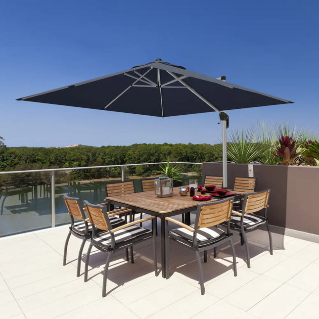 10 Feet 360° Tilt Aluminum Square Patio Umbrella without Weight Base-Navy - Navy - Outdoor Umbrellas