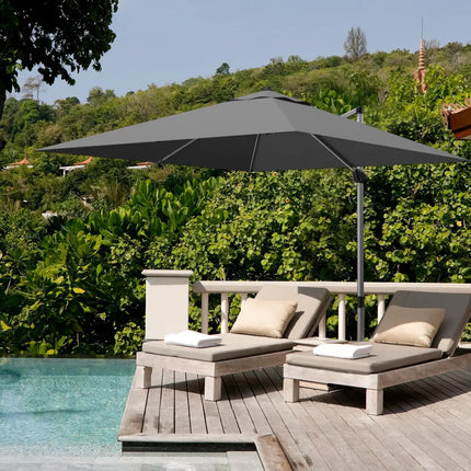 10 Feet 360° Tilt Aluminum Square Patio Umbrella without Weight Base-Gray - Gray - Outdoor Umbrellas
