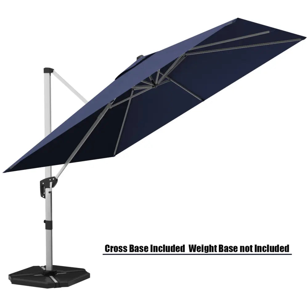 10 Feet 360° Tilt Aluminum Square Patio Umbrella without Weight Base-Navy - Navy - Outdoor Umbrellas