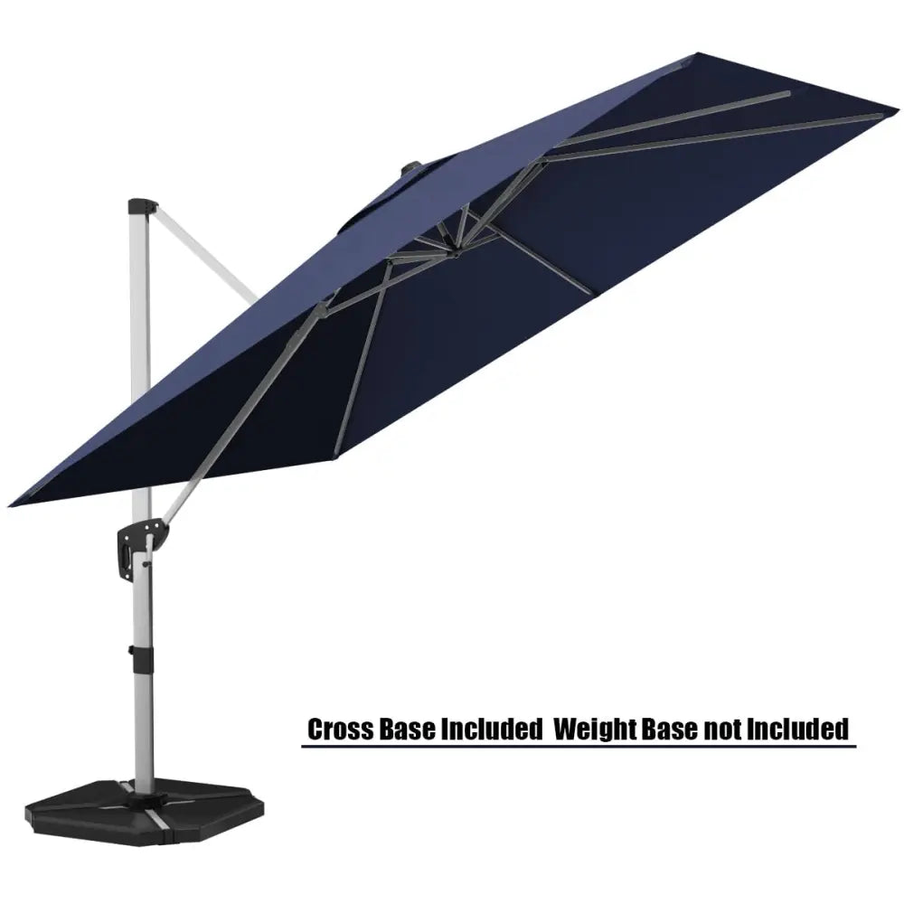 10 Feet 360° Tilt Aluminum Square Patio Umbrella without Weight Base-Navy - Navy - Outdoor Umbrellas
