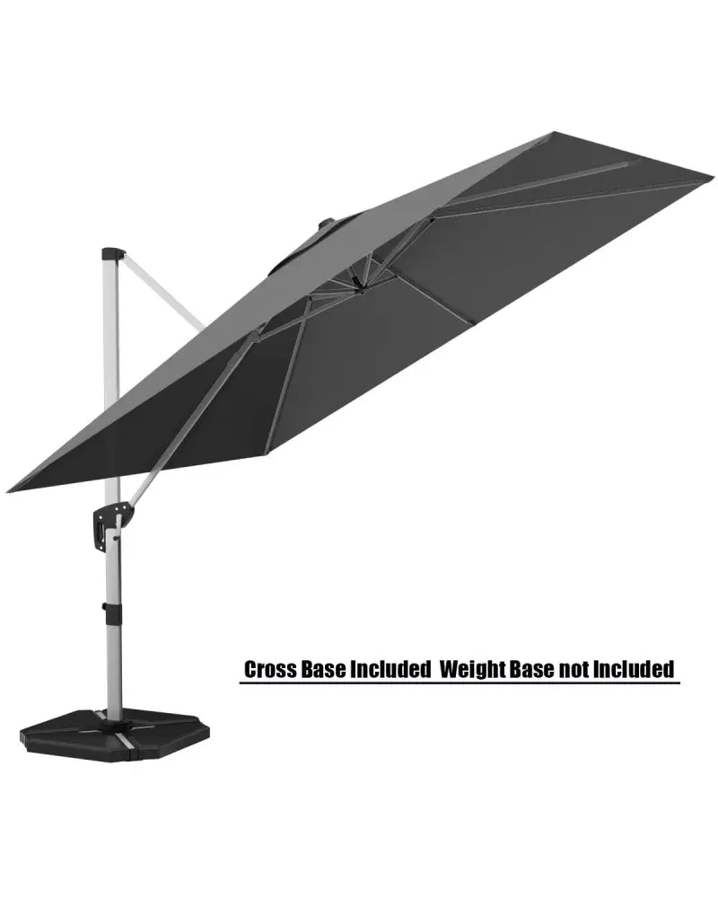 10 Feet 360° Tilt Aluminum Square Patio Umbrella without Weight Base-Gray - Gray - Outdoor Umbrellas