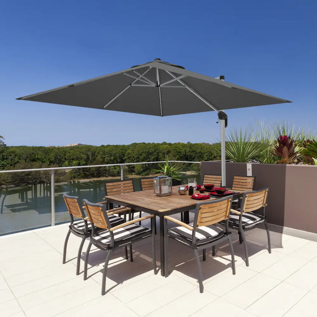 10 Feet 360° Tilt Aluminum Square Patio Umbrella without Weight Base-Gray - Gray - Outdoor Umbrellas