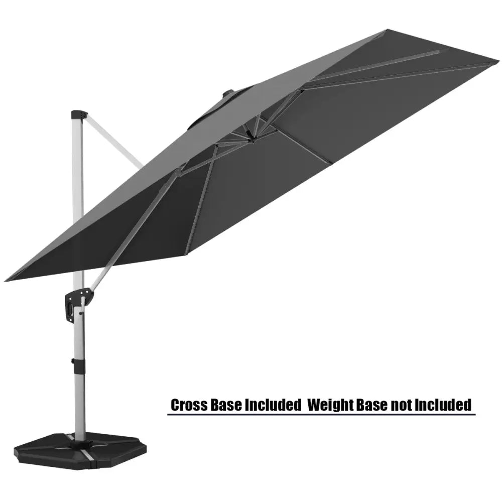 10 Feet 360° Tilt Aluminum Square Patio Umbrella without Weight Base-Gray - Gray - Outdoor Umbrellas