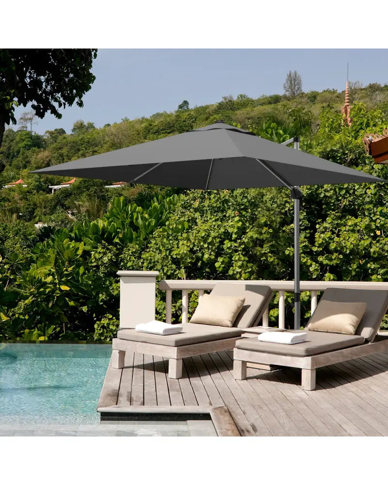 10 Feet 360° Tilt Aluminum Square Patio Umbrella without Weight Base-Gray - Gray - Outdoor Umbrellas