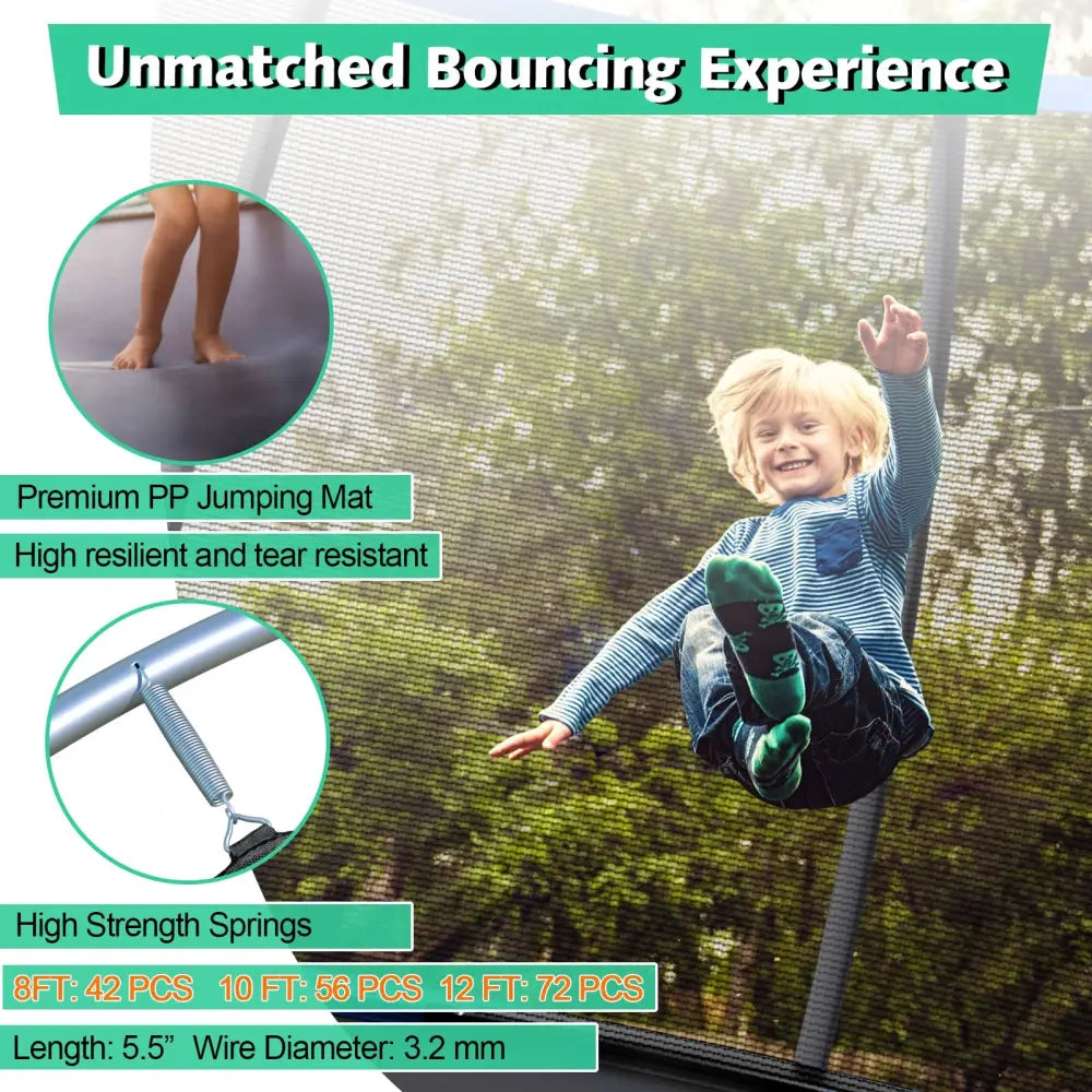 10 Feet ASTM Approved Recreational Trampoline with Ladder-Black - Black - Outdoor Play