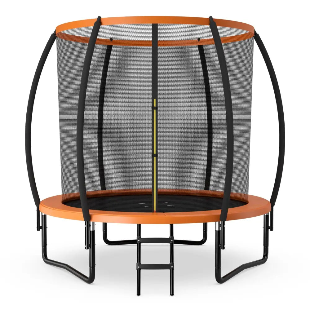 10 Feet ASTM Approved Recreational Trampoline with Ladder-Orange - Orange - Outdoor Play
