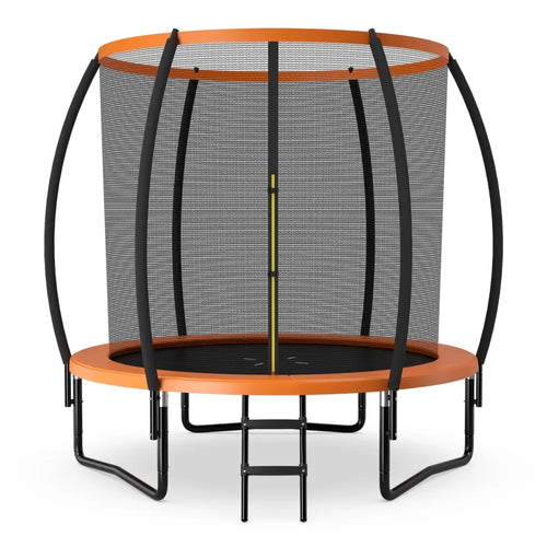 10 Feet ASTM Approved Recreational Trampoline with Ladder-Orange - Orange - Outdoor Play