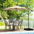 10 Feet Cantilever Umbrella with 32 LED Lights and Solar Panel Batteries-Beige - Beige - Outdoor Umbrellas