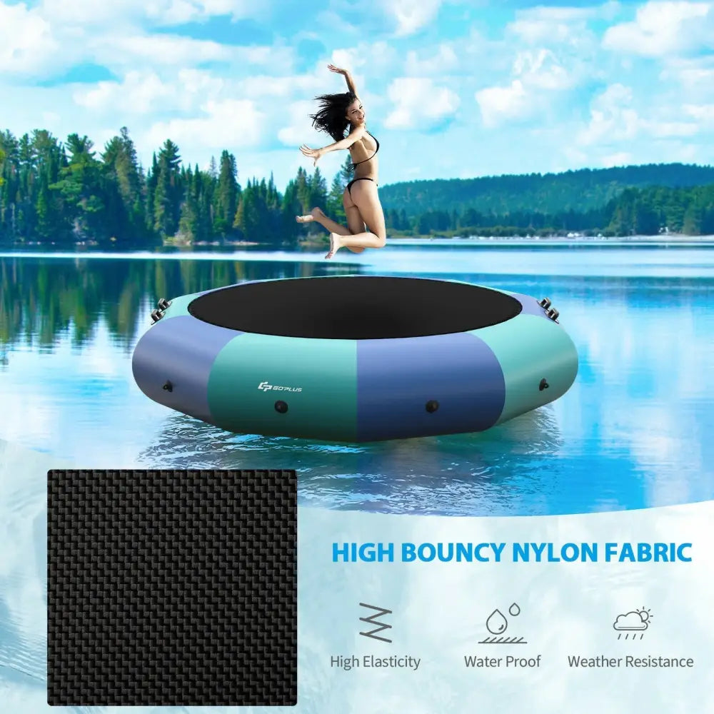 10 Feet Inflatable Splash Padded Water Bouncer Trampoline-Blue - Blue - Trampolines