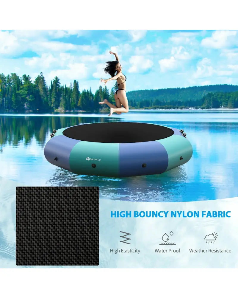 10 Feet Inflatable Splash Padded Water Bouncer Trampoline-Blue - Blue - Trampolines
