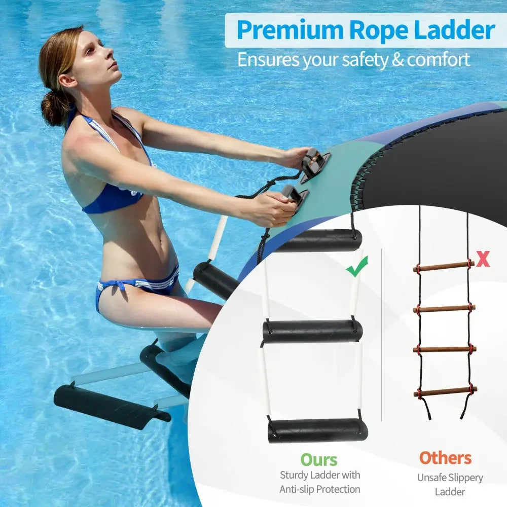 10 Feet Inflatable Splash Padded Water Bouncer Trampoline-Blue - Blue - Trampolines
