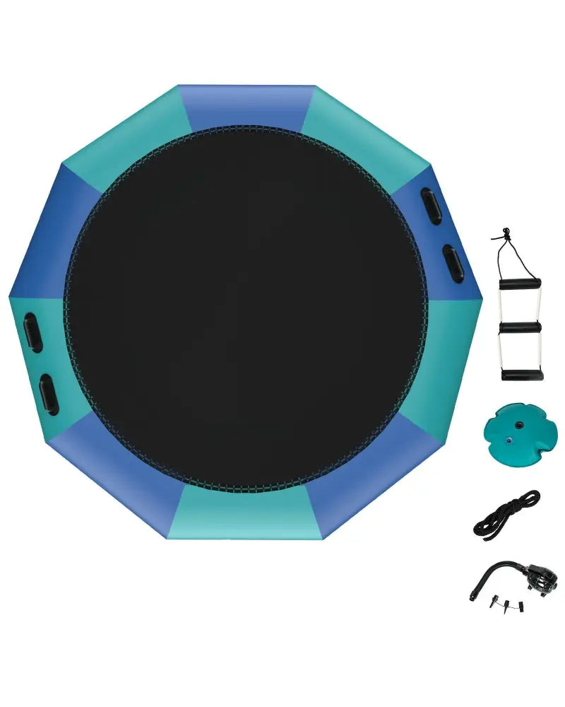 10 Feet Inflatable Splash Padded Water Bouncer Trampoline-Blue - Blue - Trampolines