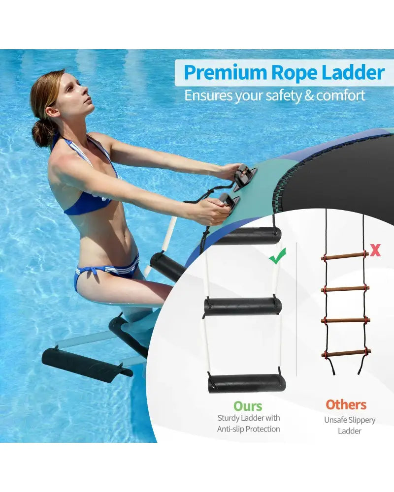 10 Feet Inflatable Splash Padded Water Bouncer Trampoline-Blue - Blue - Trampolines