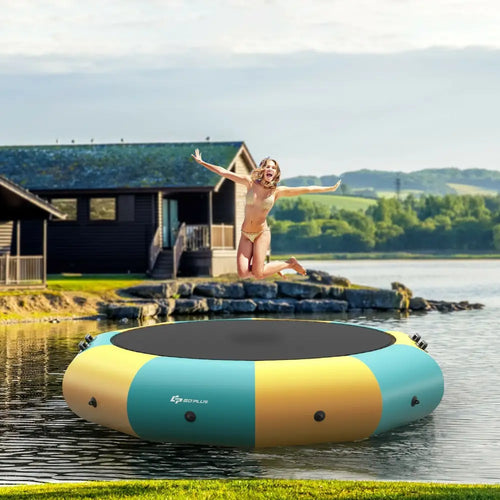 10 Feet Inflatable Splash Padded Water Bouncer Trampoline-Yellow - Yellow - Trampolines