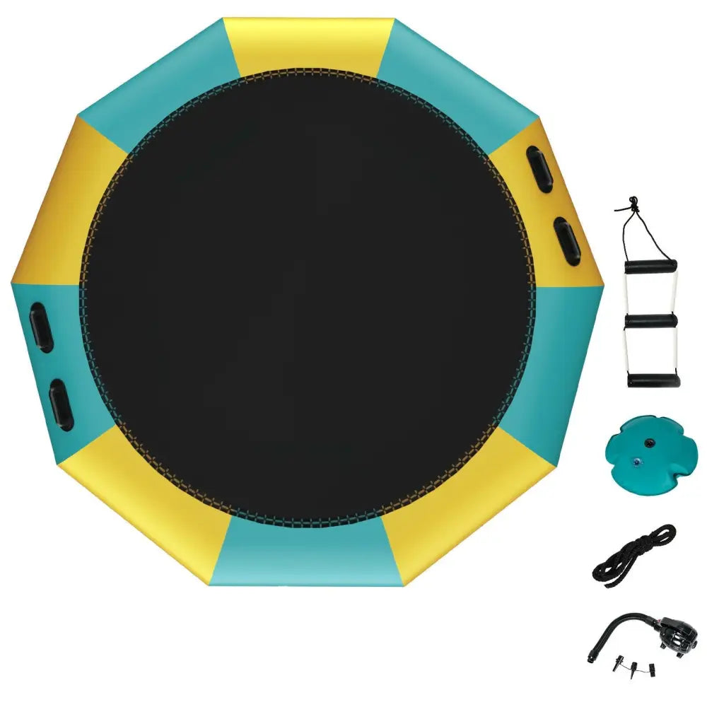 10 Feet Inflatable Splash Padded Water Bouncer Trampoline-Yellow - Yellow - Trampolines