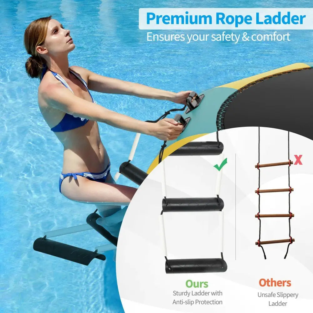 10 Feet Inflatable Splash Padded Water Bouncer Trampoline-Yellow - Yellow - Trampolines
