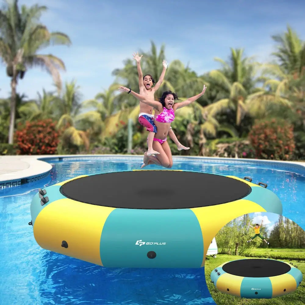 10 Feet Inflatable Splash Padded Water Bouncer Trampoline-Yellow - Yellow - Trampolines