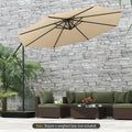 10 Feet Offset Hanging Umbrella with Base and Infinite Tilt-Beige - Beige - Outdoor Umbrellas