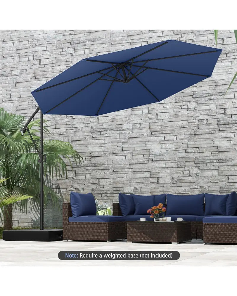 10 Feet Offset Hanging Umbrella with Base and Infinite Tilt-Gray - Gray - Outdoor Umbrellas