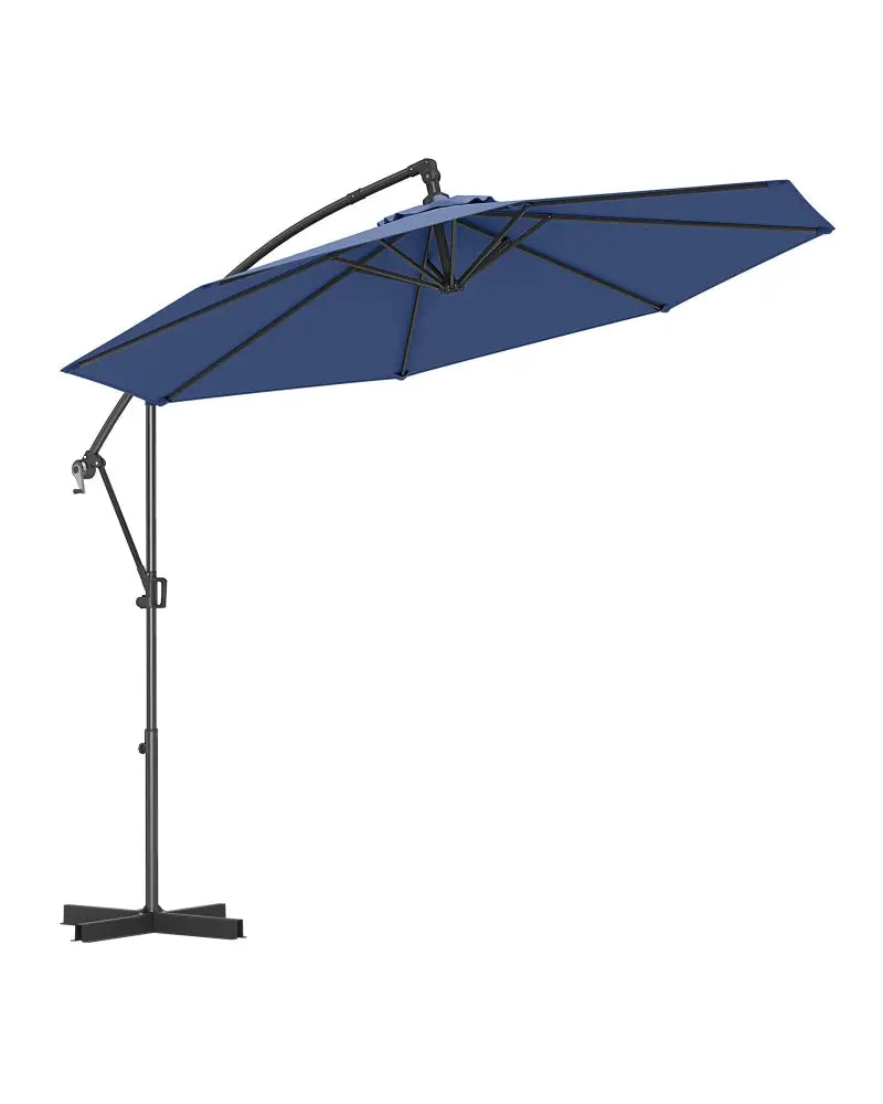 10 Feet Offset Hanging Umbrella with Base and Infinite Tilt-Navy - Navy - Outdoor Umbrellas