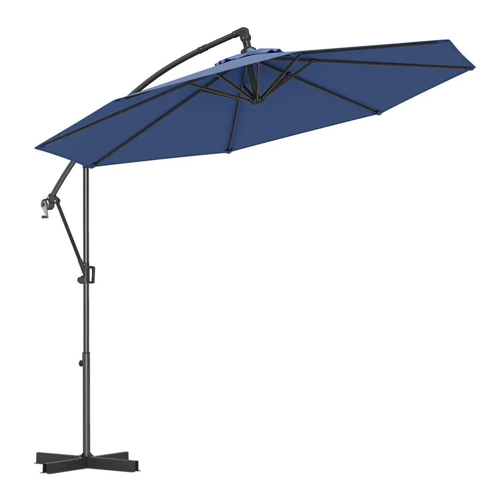 10 Feet Offset Hanging Umbrella with Base and Infinite Tilt-Navy - Navy - Outdoor Umbrellas
