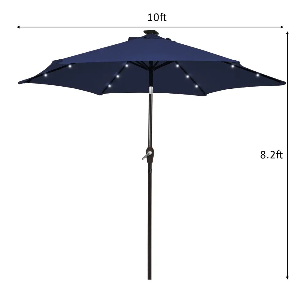 10 Feet Outdoor Patio umbrella with Bright Solar LED Lights-Dark Blue - Dark Blue - Outdoor Umbrellas