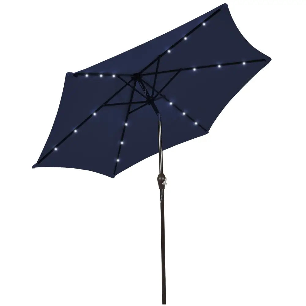 10 Feet Outdoor Patio umbrella with Bright Solar LED Lights-Dark Blue - Dark Blue - Outdoor Umbrellas