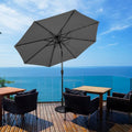 10 Feet Outdoor Patio Umbrella with Bright Solar LED Lights-Gray - Gray - Outdoor Umbrellas