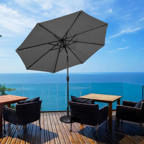 10 Feet Outdoor Patio Umbrella with Bright Solar LED Lights-Gray - Gray - Outdoor Umbrellas