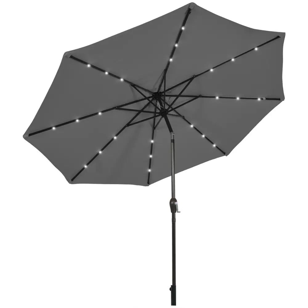 10 Feet Outdoor Patio Umbrella with Bright Solar LED Lights-Gray - Gray - Outdoor Umbrellas