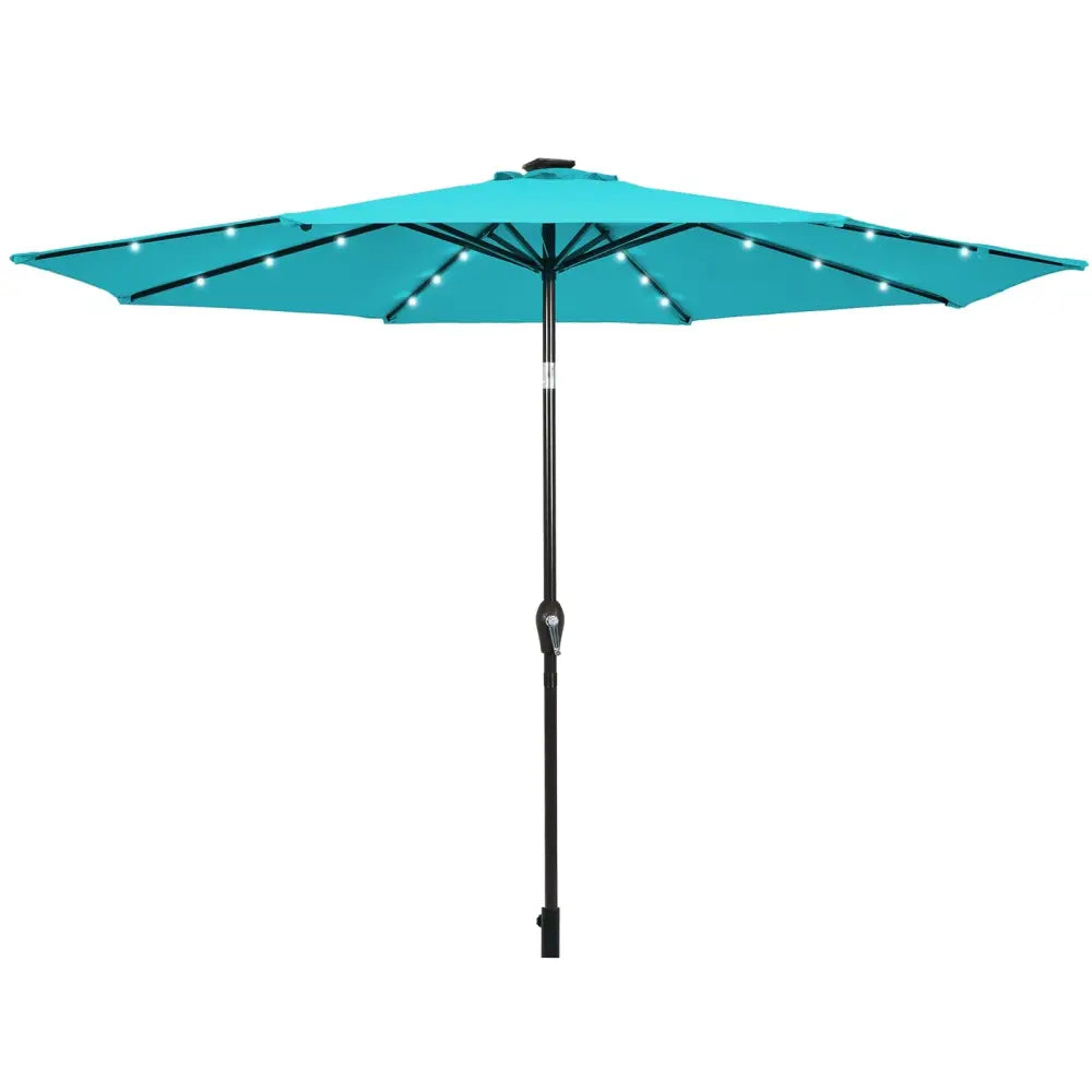 10 Feet Outdoor Patio Umbrella with Bright Solar LED Lights-Turquoise - Turquoise - Outdoor Umbrellas