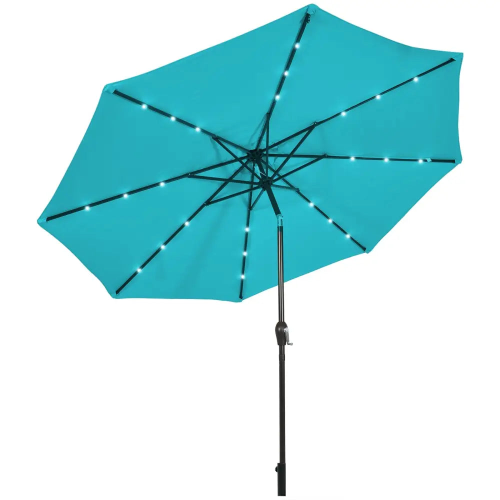 10 Feet Outdoor Patio Umbrella with Bright Solar LED Lights-Turquoise - Turquoise - Outdoor Umbrellas