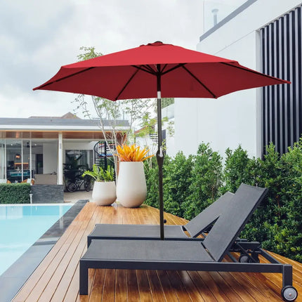 10 Feet Outdoor Patio Umbrella with Tilt Adjustment and Crank-Burgundy - Dark Red - Outdoor Umbrellas