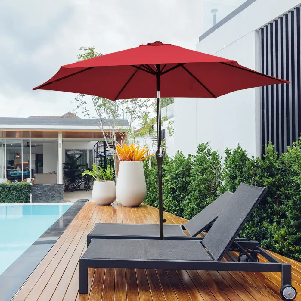 10 Feet Outdoor Patio Umbrella with Tilt Adjustment and Crank-Burgundy - Dark Red - Outdoor Umbrellas