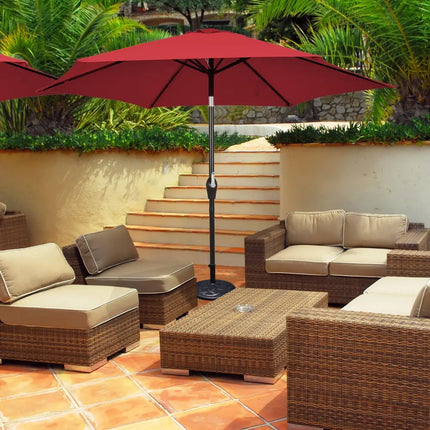 10 Feet Outdoor Patio Umbrella with Tilt Adjustment and Crank-Burgundy - Dark Red - Outdoor Umbrellas