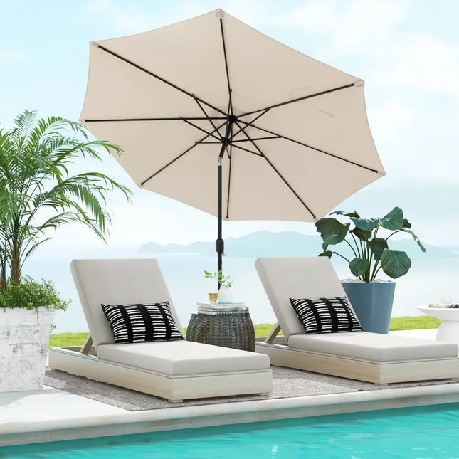 10 Feet Outdoor Patio Umbrella with Tilt Adjustment and Crank-Beige - Beige - Outdoor Umbrellas